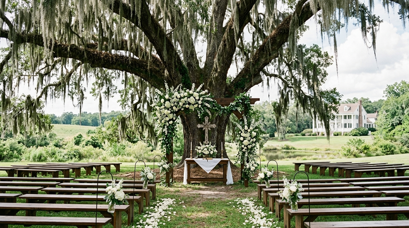 Outdoor Christian wedding garden